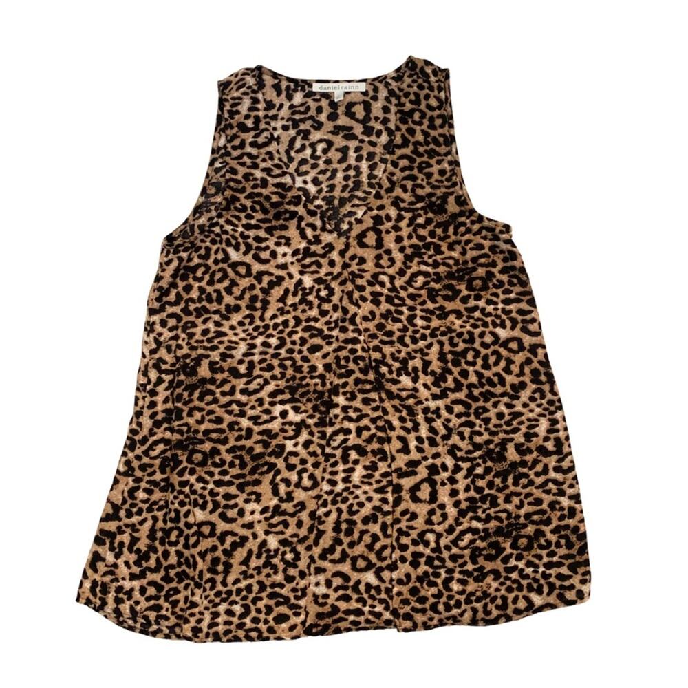 2/$30 Leopard Sleeveless Babydoll Blouse Top Animal Print Tan Black Mobwife Y2K